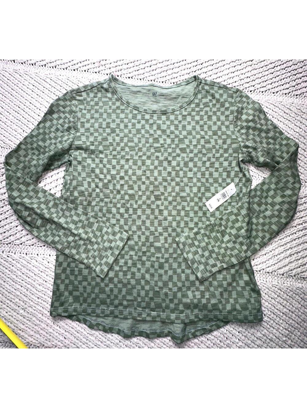GAP Girls Long Sleeve Checkered Green Long Sleeve Shirt NWT MSRP $29.99